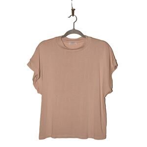 LANSTON $110‎ Relaxed Fit Drop Shoulder Short Sleeve Top in Oat XS